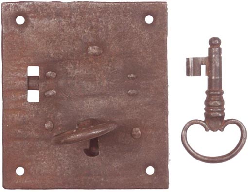 Front view of lock and key