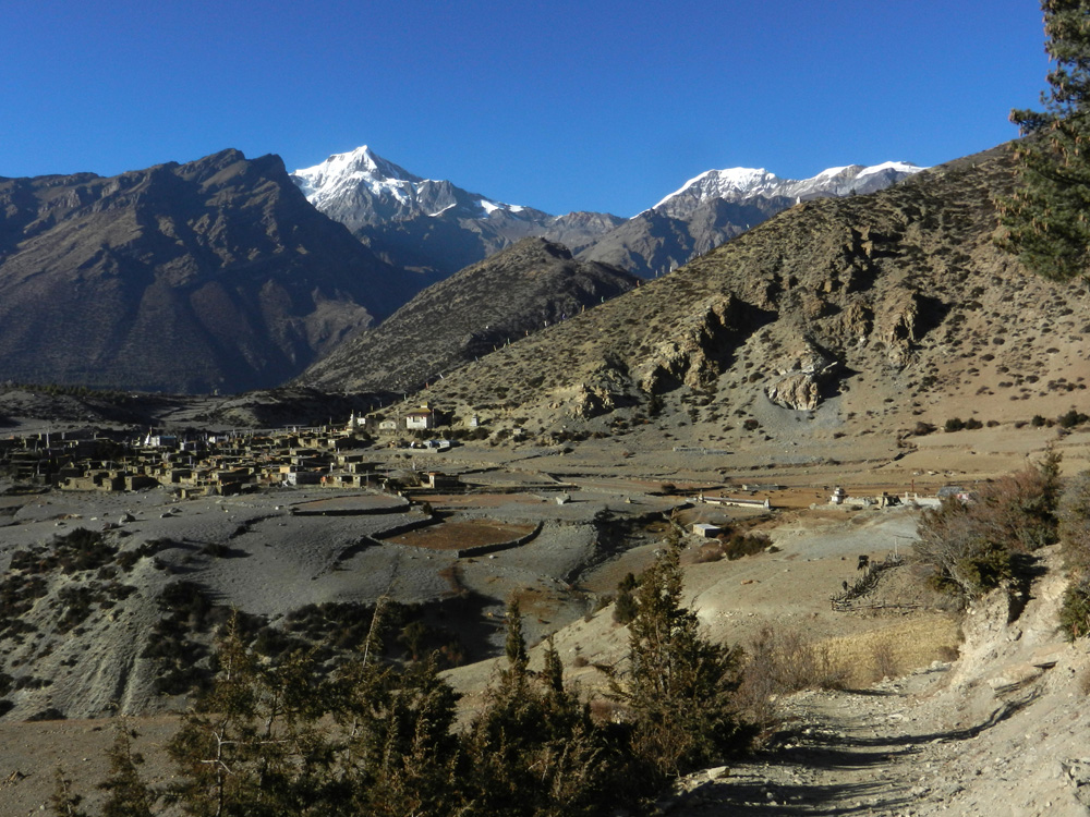 23 Approaching Ngawal Village with the East Chulus as a backdrop