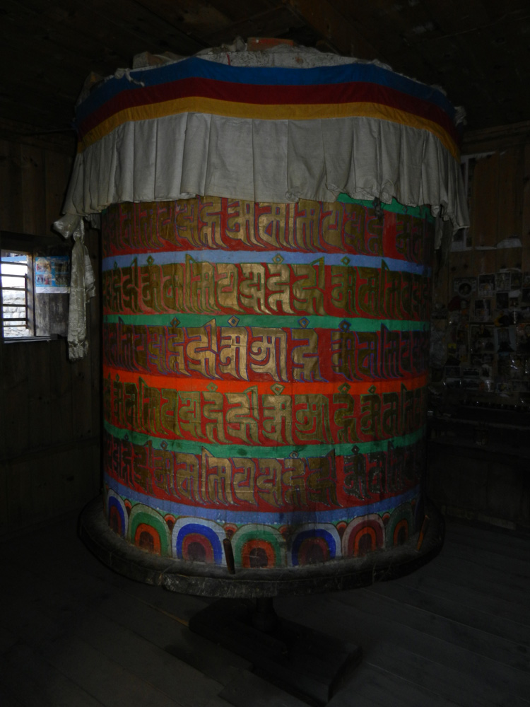 15 A huge Buddhist prayer wheel in Upper Pisang